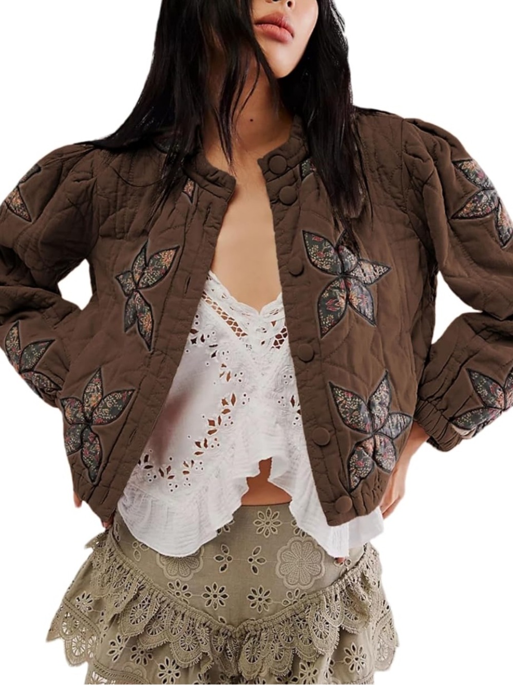 NWOT FP inspired Quilted Patchwork Bomber Jacket Size Small